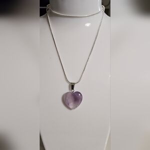 Elegant Amethyst Purple Heart Pendant Necklace Item 002